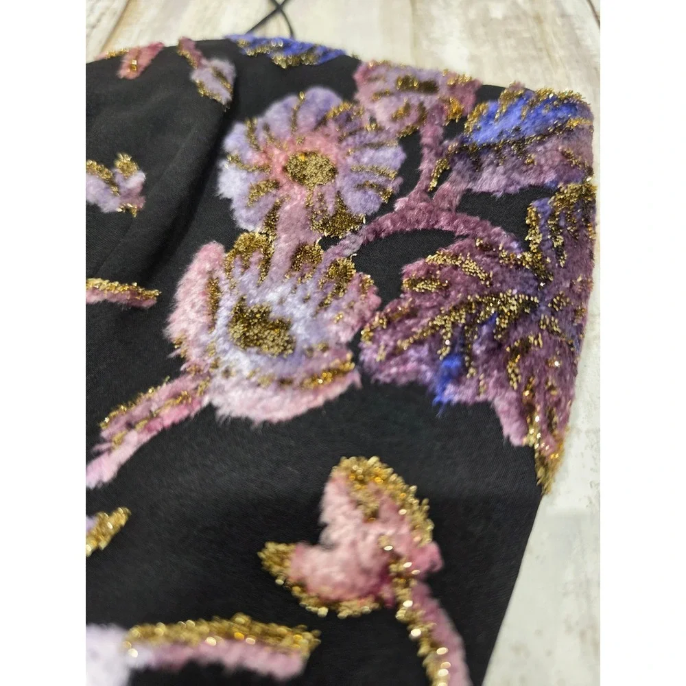 Judy Hornby Couture 3pc Silk Set Floral Devore Jacket Camisole Maxi Skirt Size 4 - Picture 12 of 16